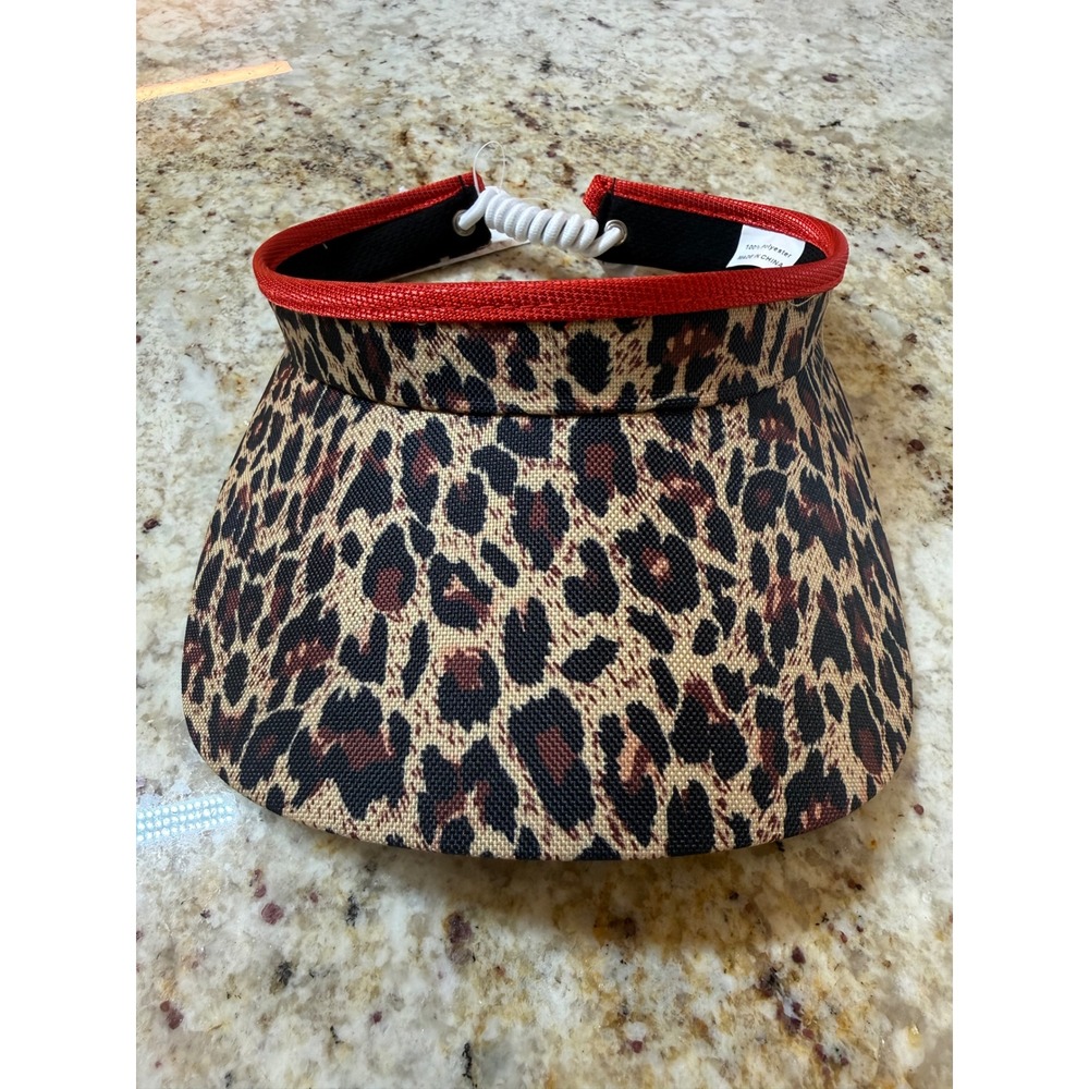 Leopard Print Sun Visor Womens One Size Adjustable Golf Tennis Beach NWT